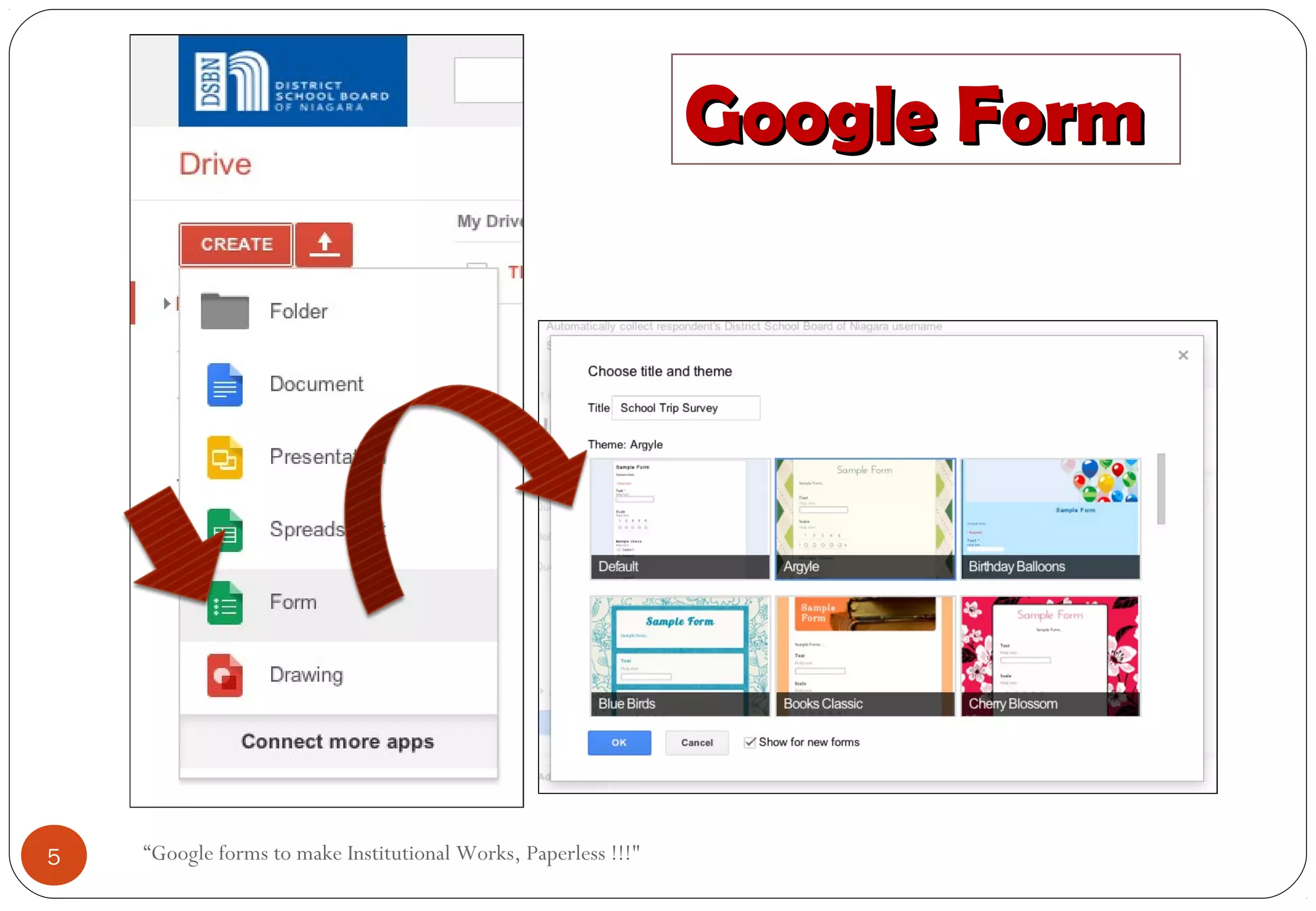 “Google forms to make Institutional Works, Paperless !!!"
Google FormGoogle Form
5
 