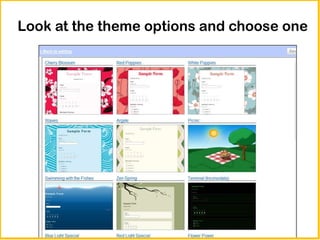 Look at the theme options and choose one
 