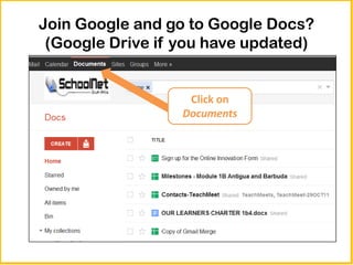 Join Google and go to Google Docs?
 (Google Drive if you have updated)


                   Click on
                  Documents
 