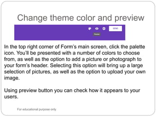 Google Form Palette Code Google forms for data analysis | PPTX