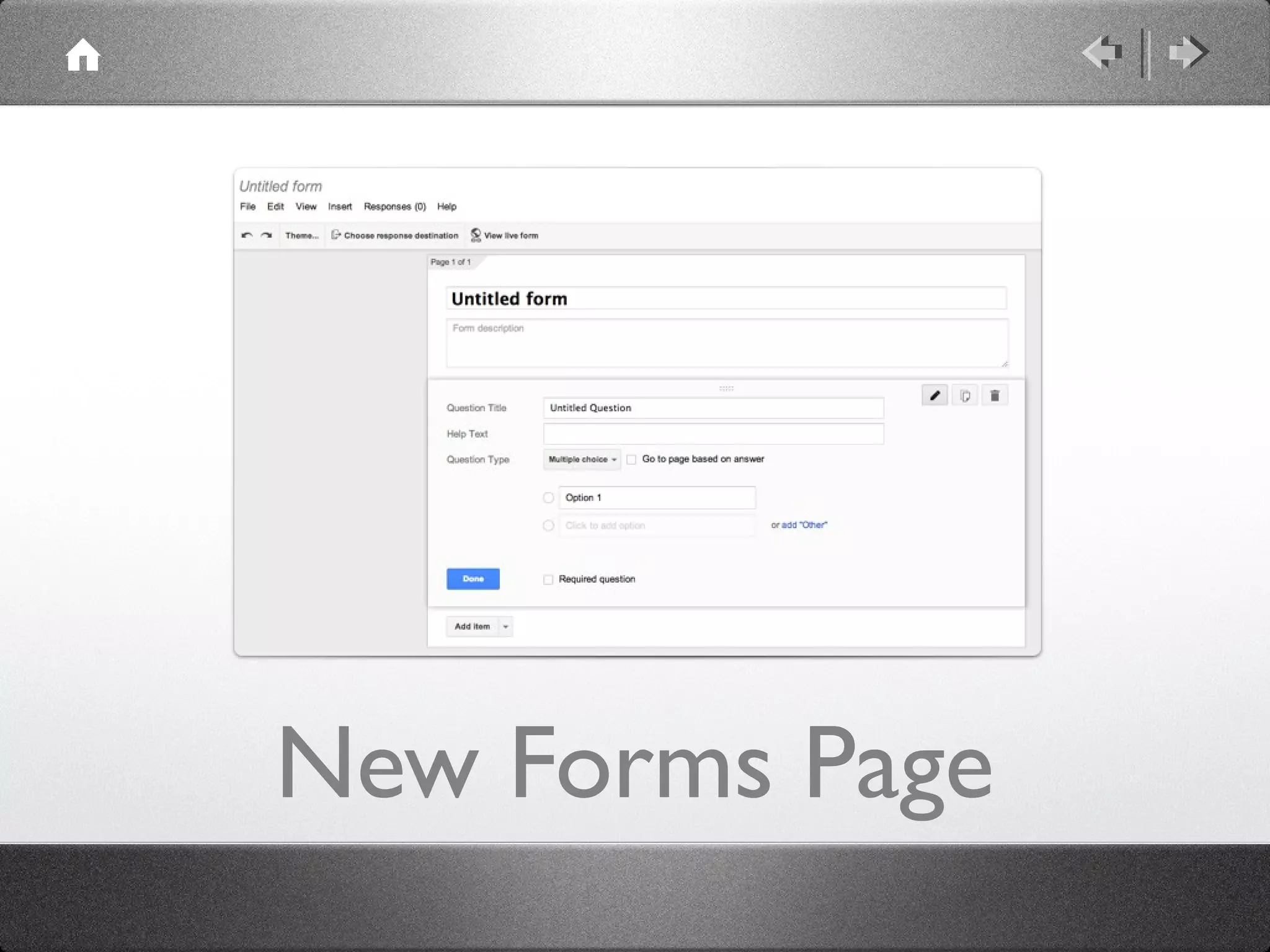 New Forms Page
 