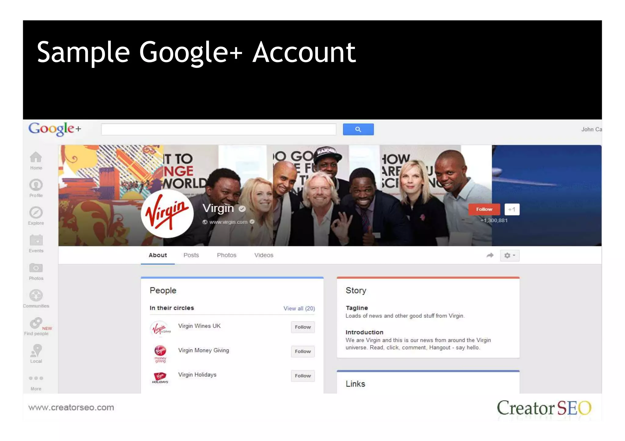 Sample Google+ Account
 