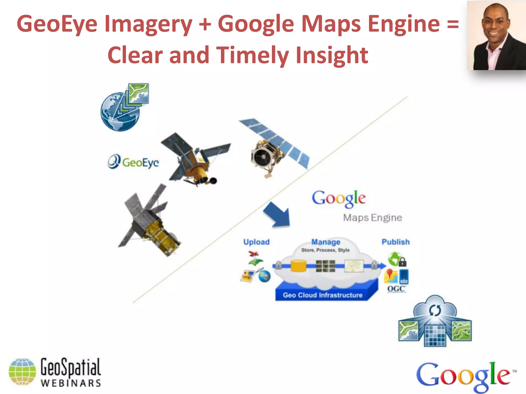 GeoEye Imagery + Google Maps Engine =
       Clear and Timely Insight
 