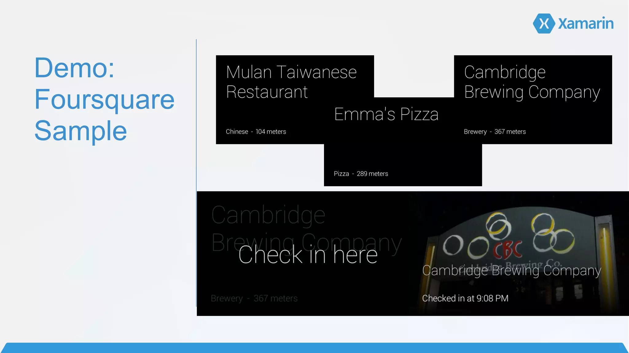 Demo: 
Foursquare
Sample
 