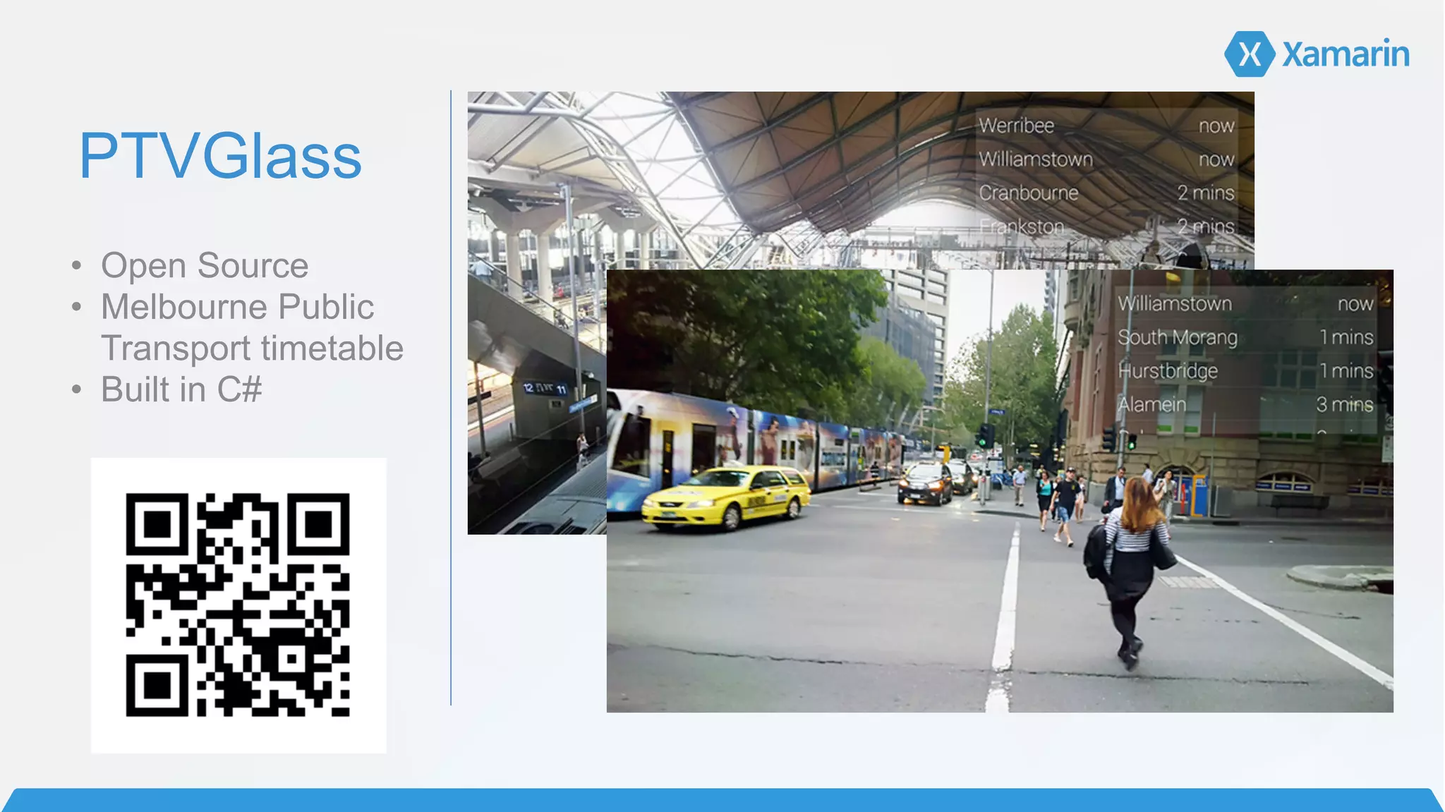 PTVGlass
• Open Source
• Melbourne Public
Transport timetable
• Built in C#
!
 