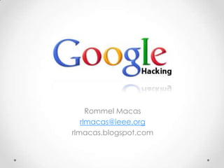 Rommel Macas  rlmacas@ieee.org rlmacas.blogspot.com 