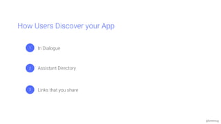 @bretmcg
How Users Discover your App
In Dialogue
2 Assistant Directory
Links that you share
1
3
 