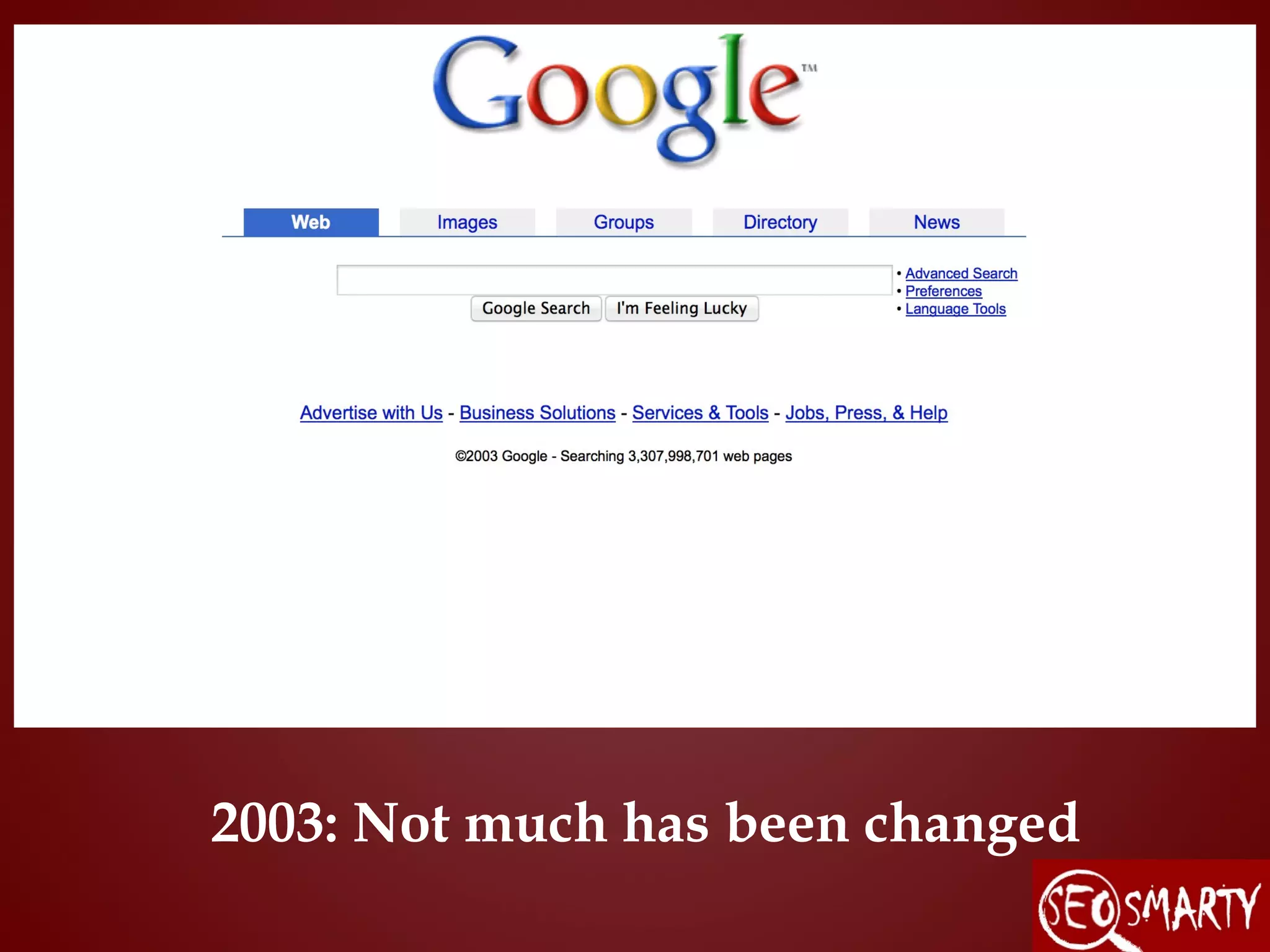 2003: Not much has been changed
 