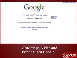 2006: Maps, Video and
Personalized Google
 