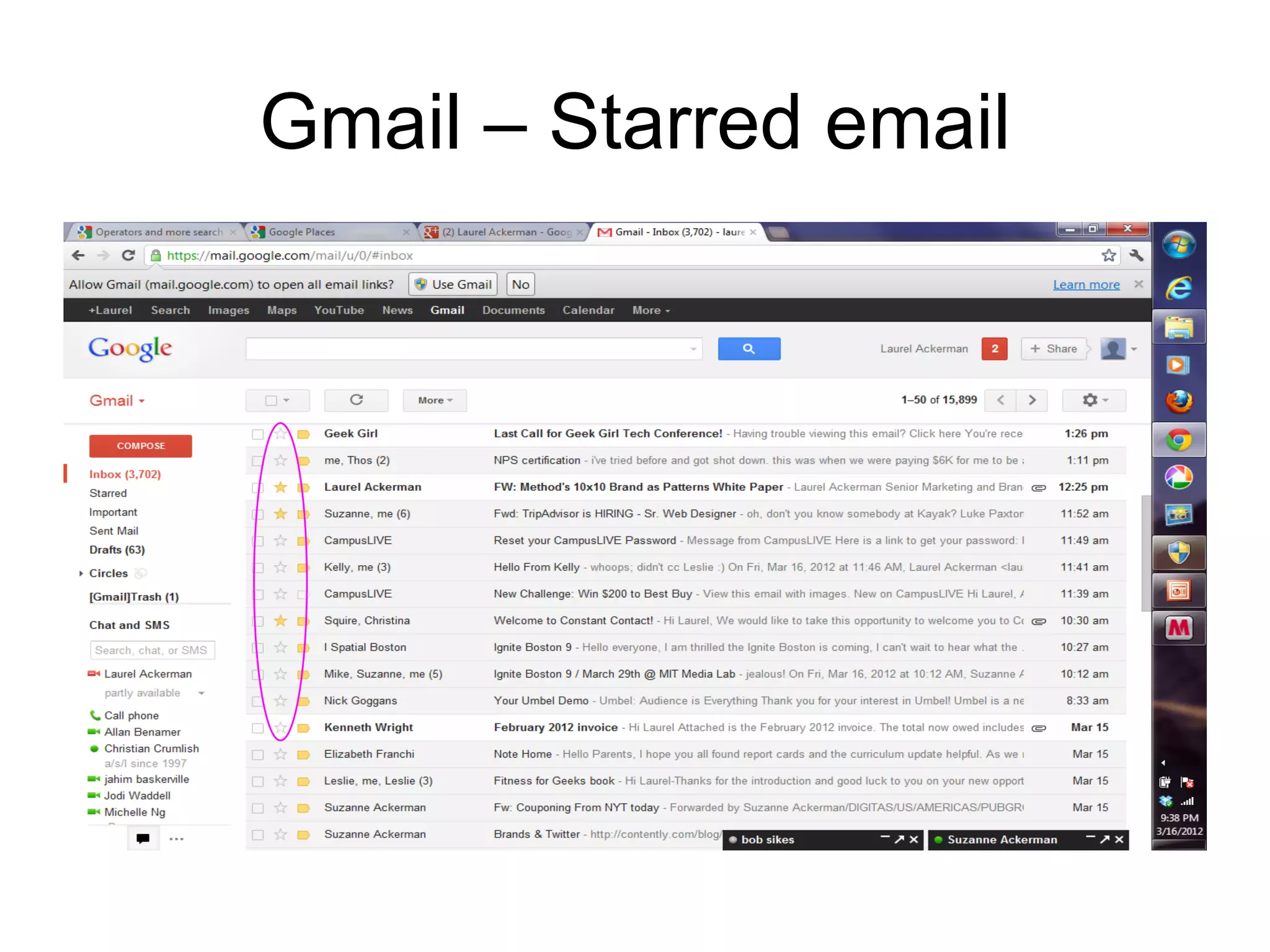 Gmail – Starred email
 
