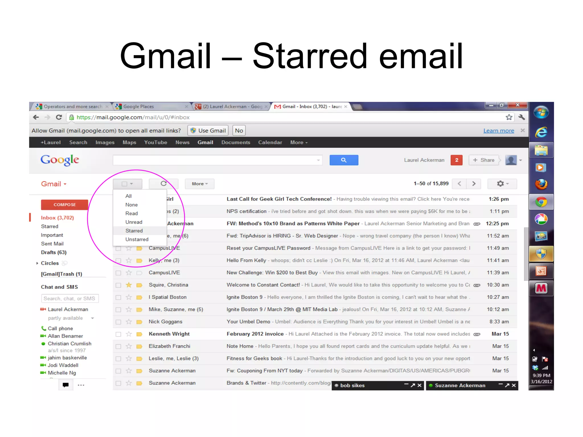 Gmail – Starred email
 