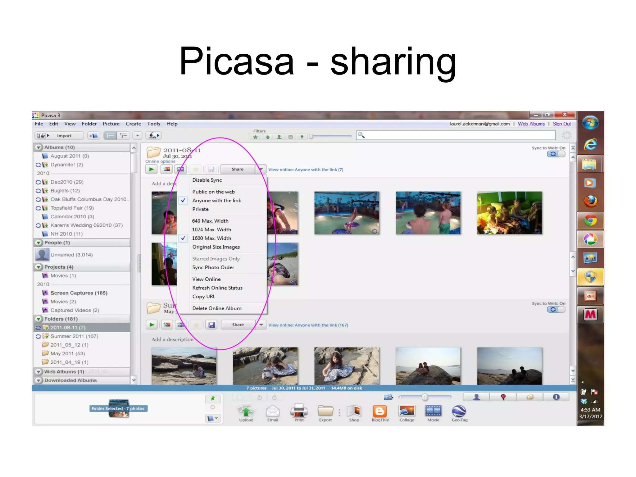 Picasa - sharing
 
