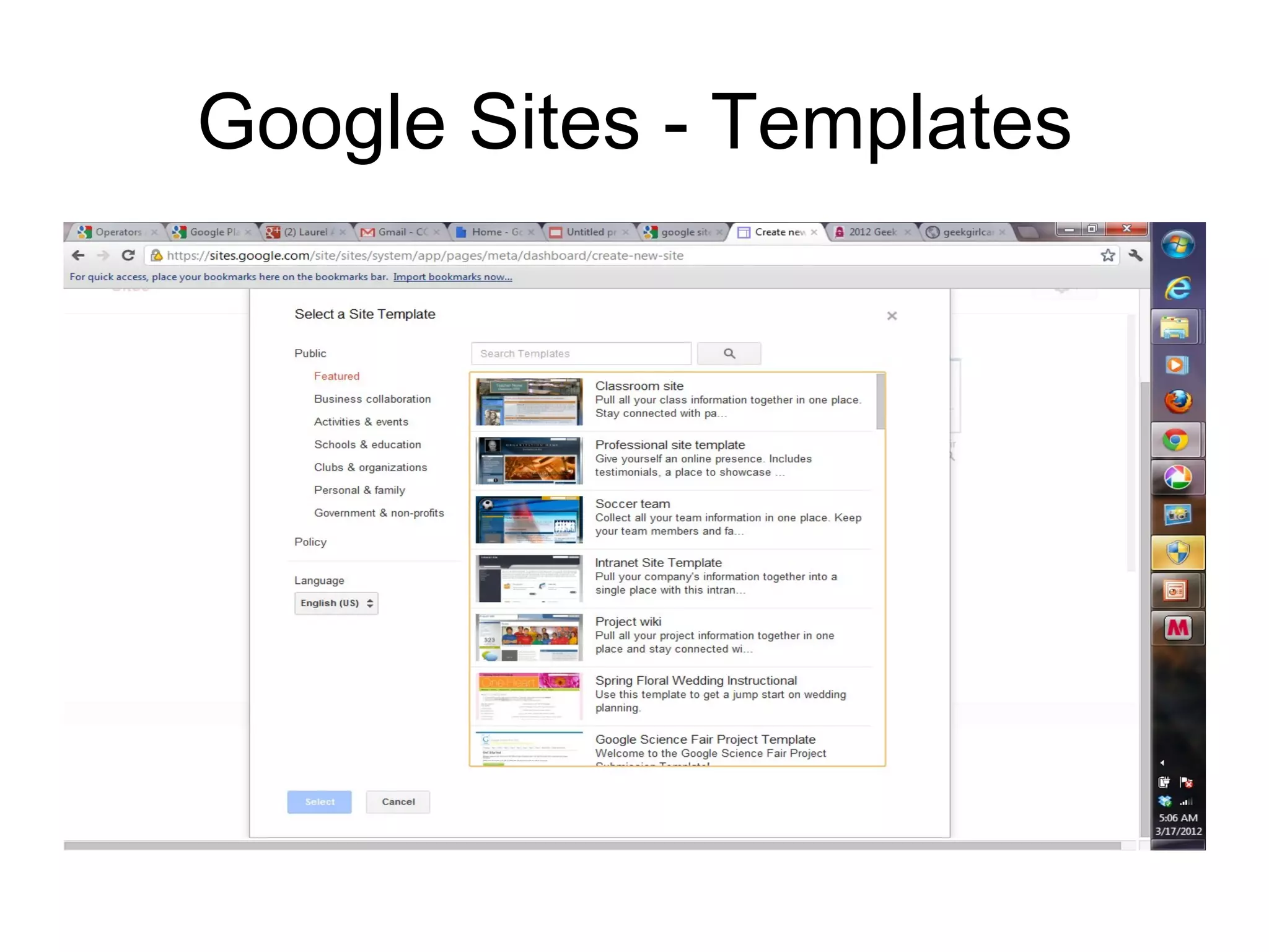 Google Sites - Templates
 