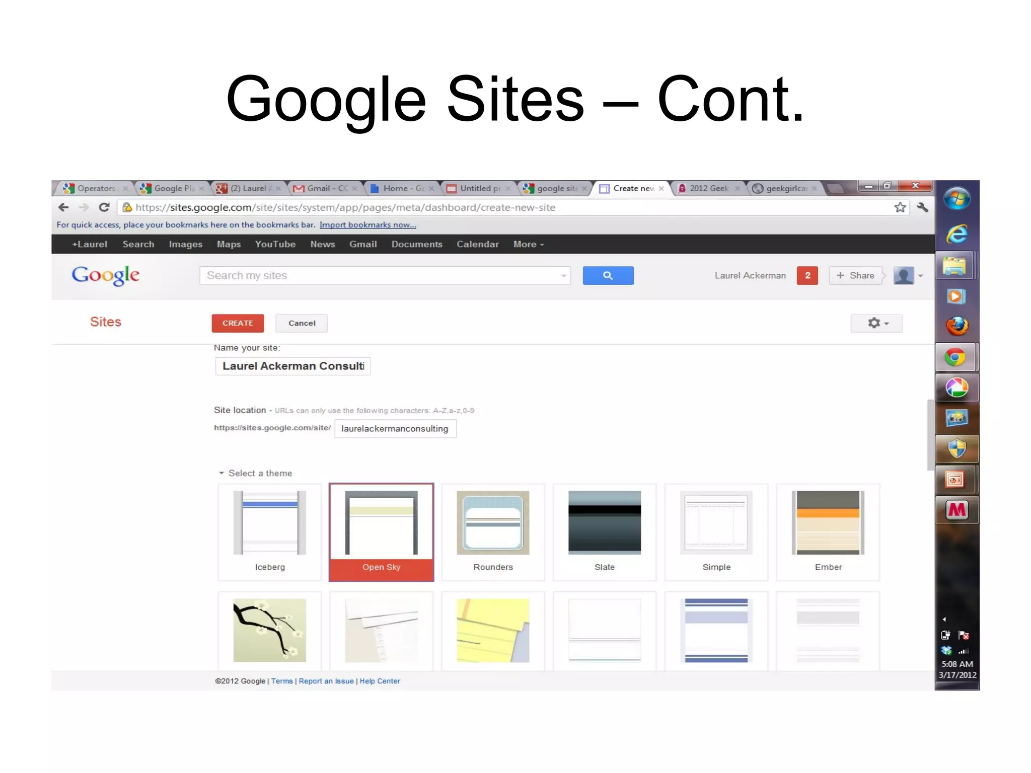 Google Sites – Cont.
 
