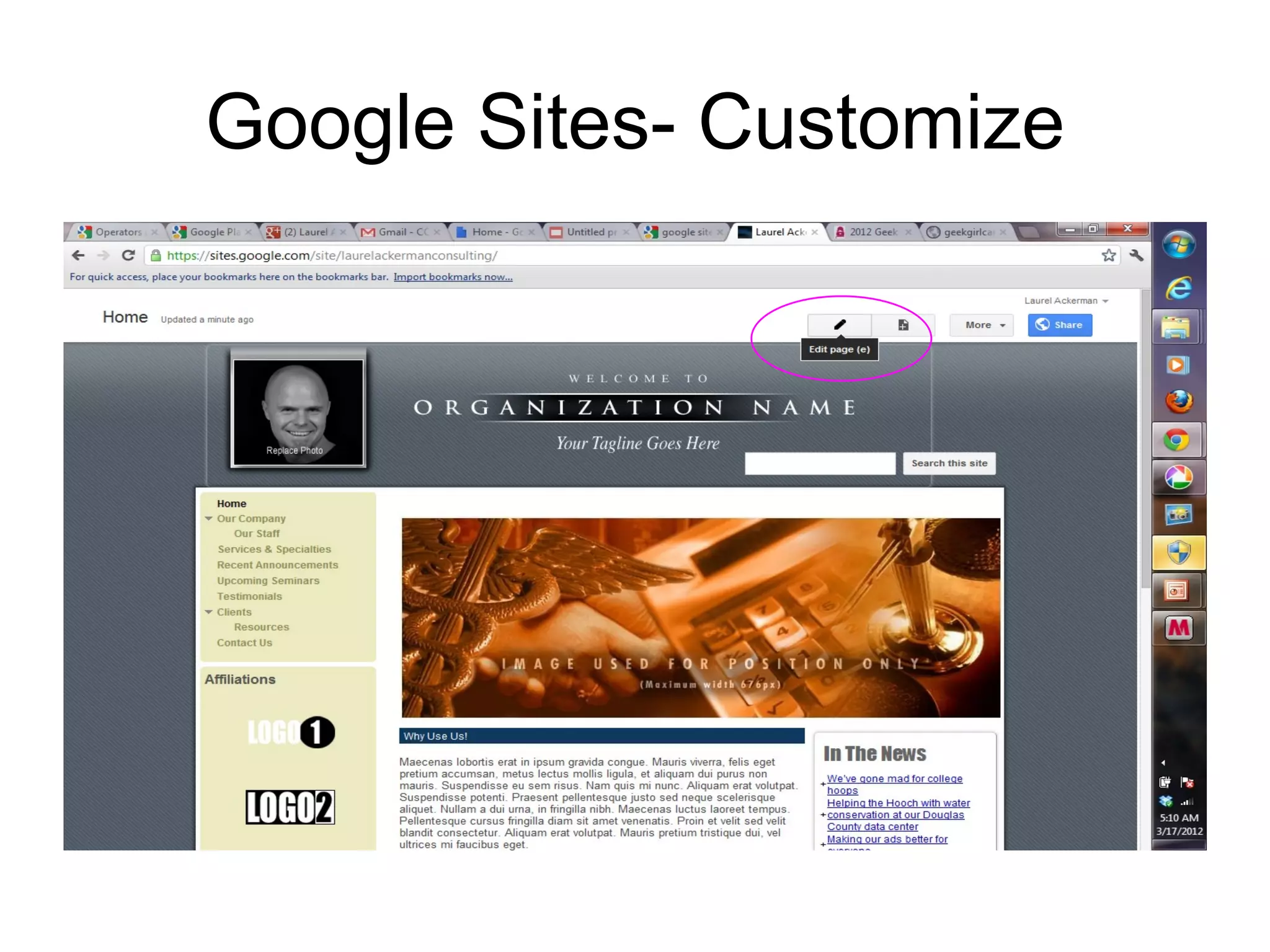 Google Sites- Customize
 