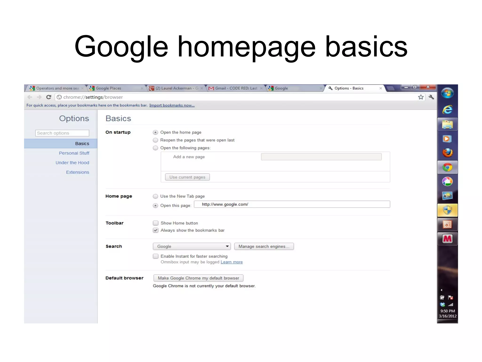 Google homepage basics
 