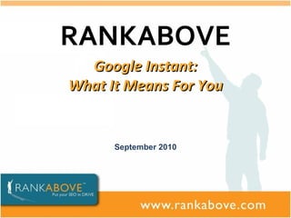 September 2010 RANKABOVE Google Instant: What It Means For You 