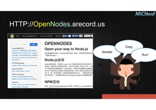 HTTP://OpenNodes.arecord.us
OR
Sample
Copy
Run!
 