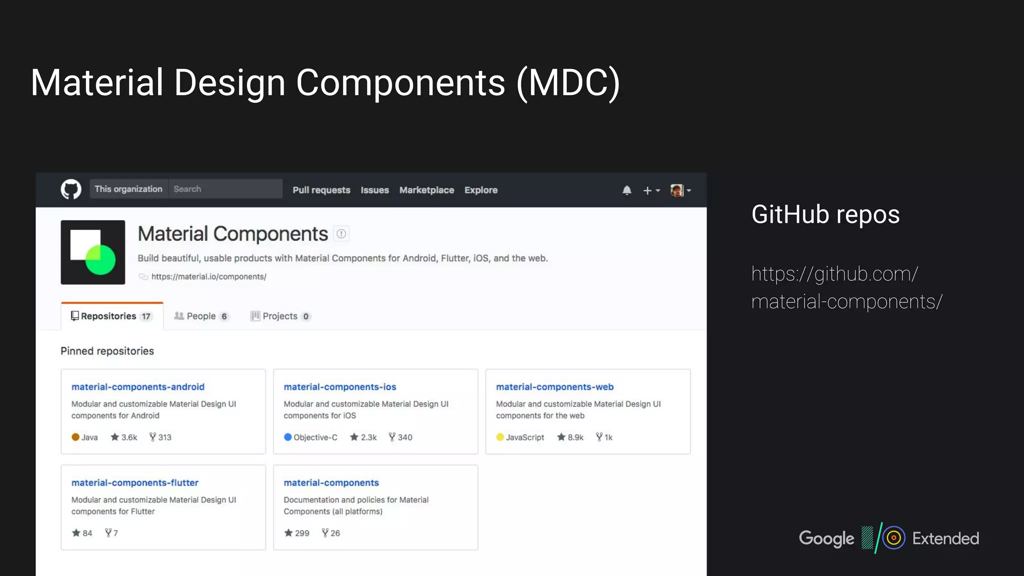 Material Design Components (MDC)
GitHub repos
 