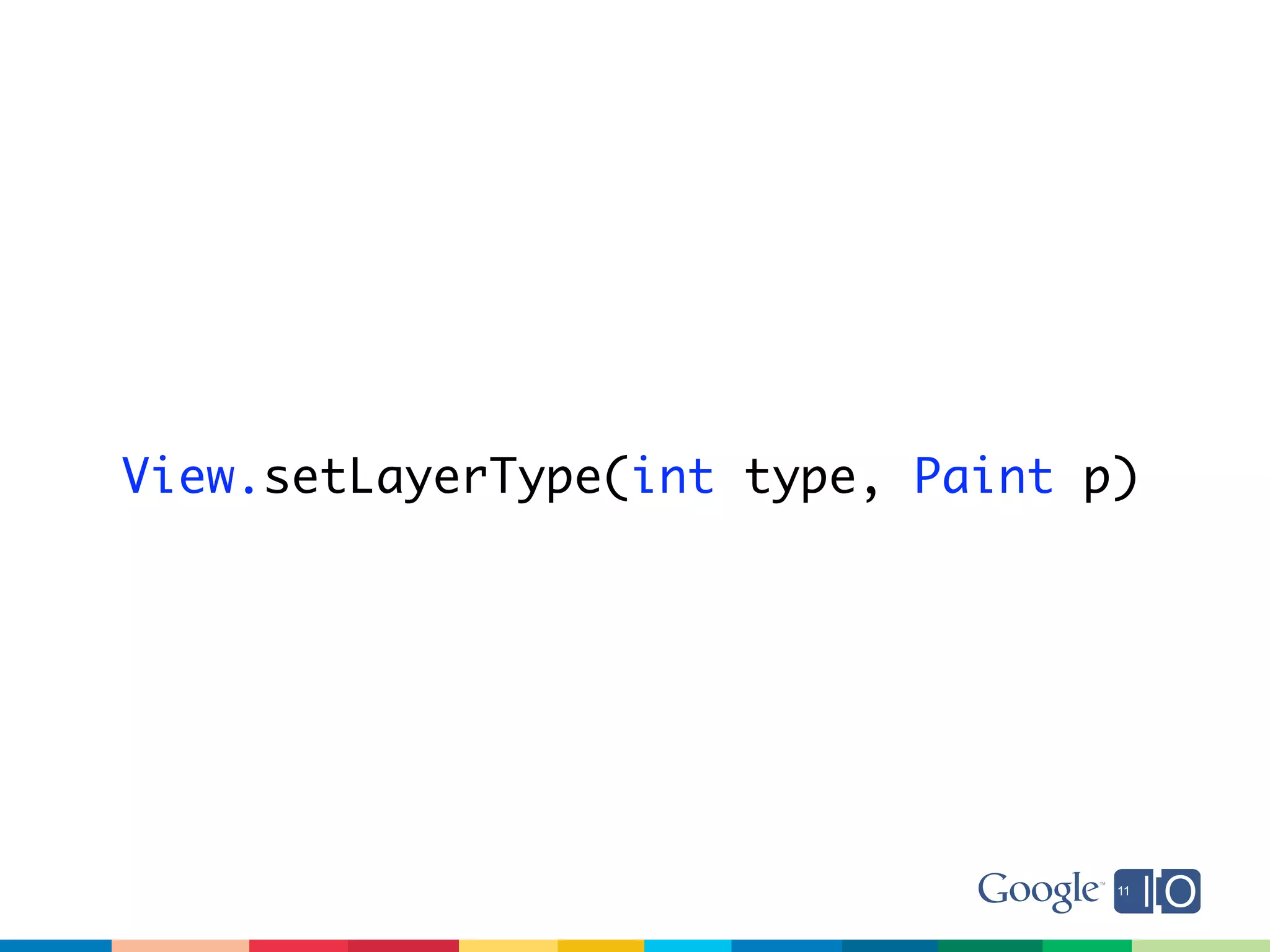 View.setLayerType(int type, Paint p)
 