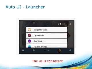Auto UI - Launcher
24
The UI is consistent
 
