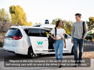 “Waymo is the only company in the world with a fleet of fully
Self-driving cars with no one in the driver’s seat on public...