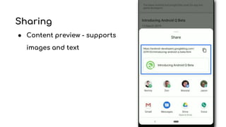 Sharing
● Content preview - supports
images and text
 