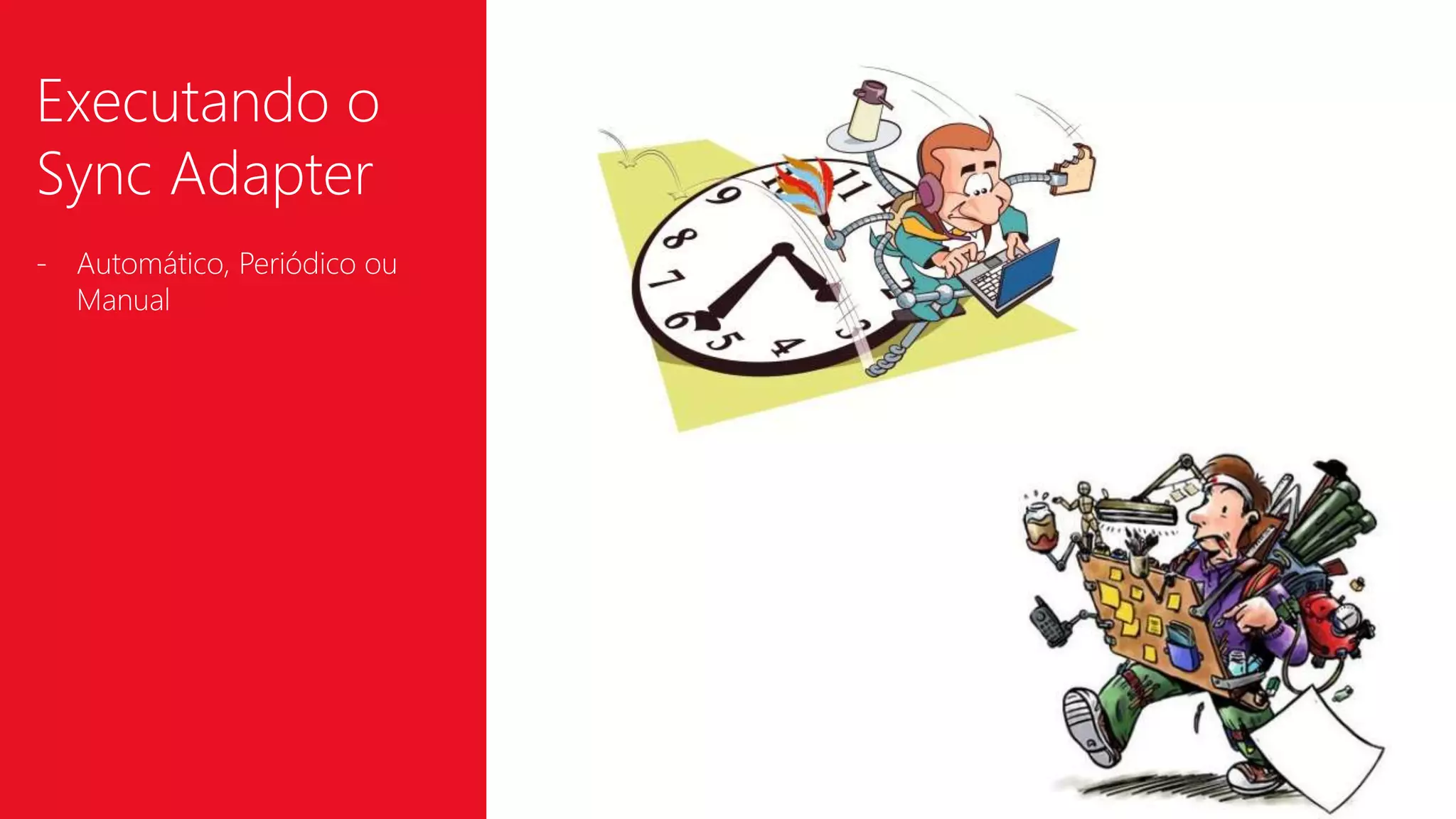 Executando o 
Sync Adapter 
- Automático, Periódico ou 
Manual 
 