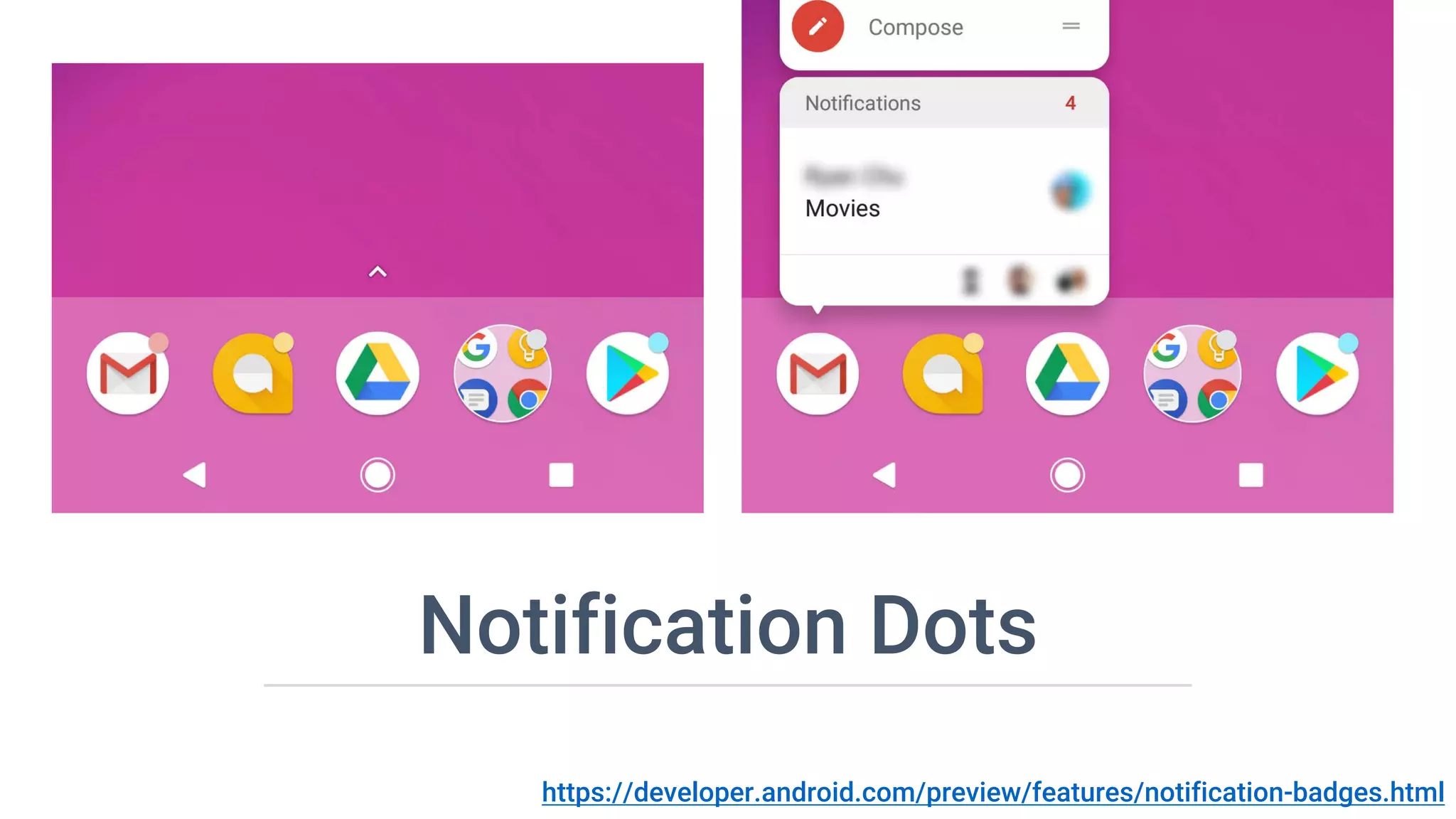 Notification Dots
https://developer.android.com/preview/features/notification-badges.html
 