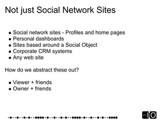Kinds of container - Social Object site

   Pages reflect the object - movie, picture, product
       Owner is the object
...