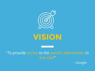 VISION
“To provide access to the world’s information in
one click”
- Google-
 