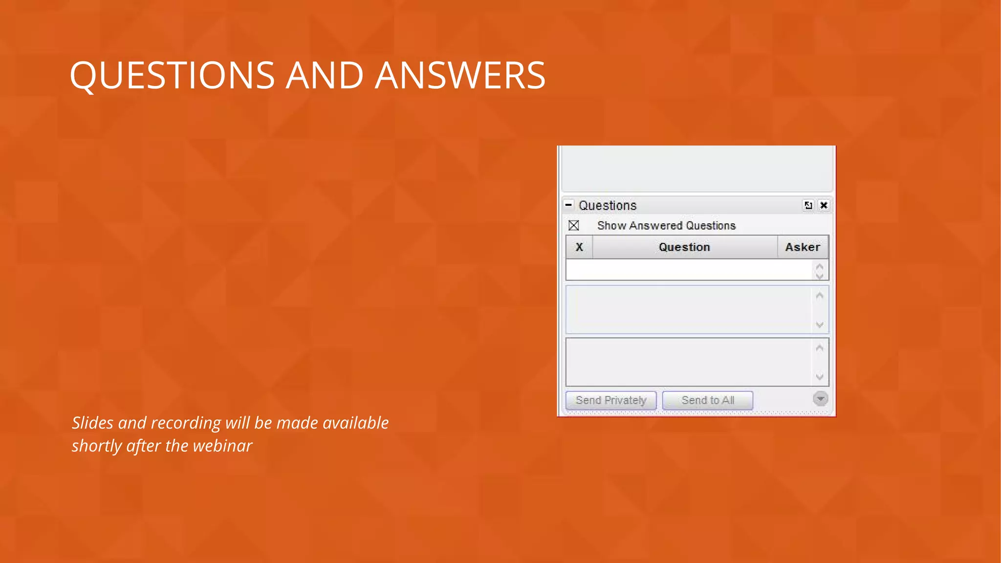 #wpewebinar
Slides and recording will be made available
shortly after the webinar
QUESTIONS AND ANSWERS
 