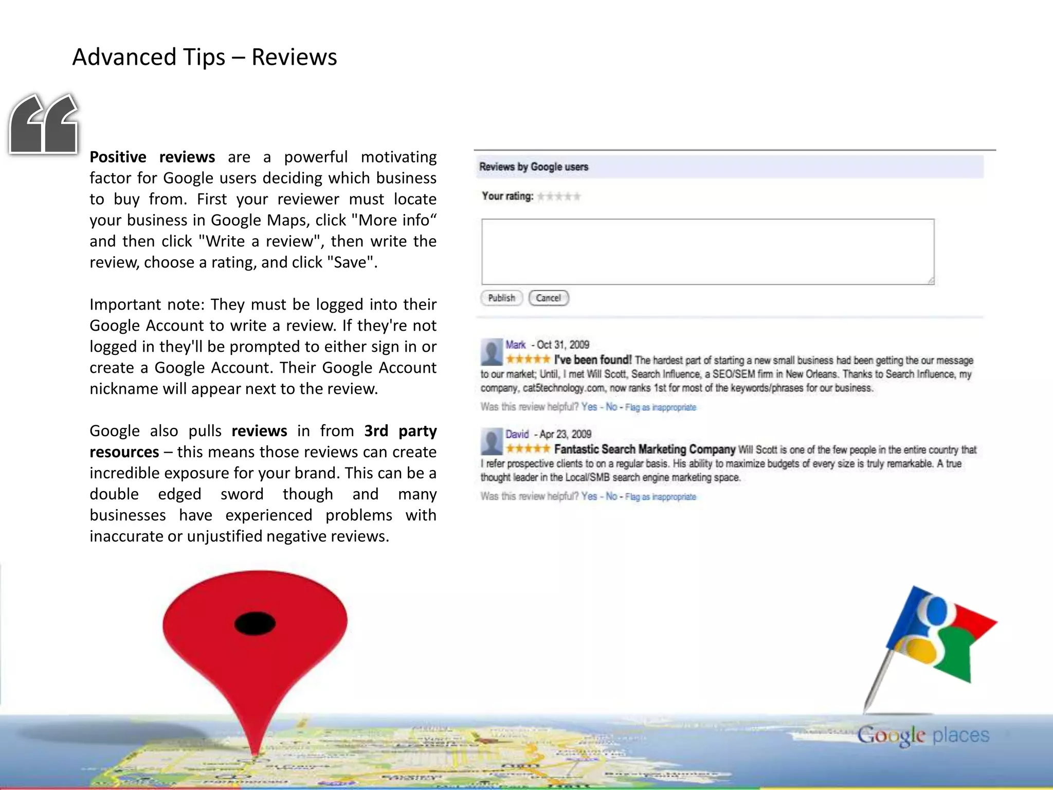   Keep in mind that Google Places categories     should say what your business IS.Quality Guidelines: http://www.google.com/support/places/bin/answer.py?answer=107528