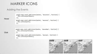 MARKER ICONS
Adding the Events

Hover

Click

 