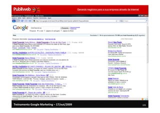 Treinamento Google Marketing – 17/out/2009   105
 
