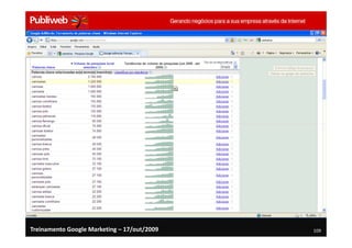 Treinamento Google Marketing – 17/out/2009   109
 