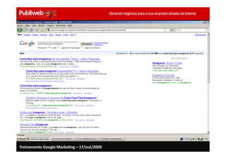 Treinamento Google Marketing – 17/out/2009
 