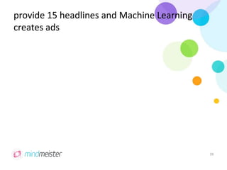 provide 15 headlines and Machine Learning
creates ads
39
 