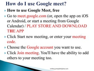how to schedule Google meet by using smart phone | PPTX
