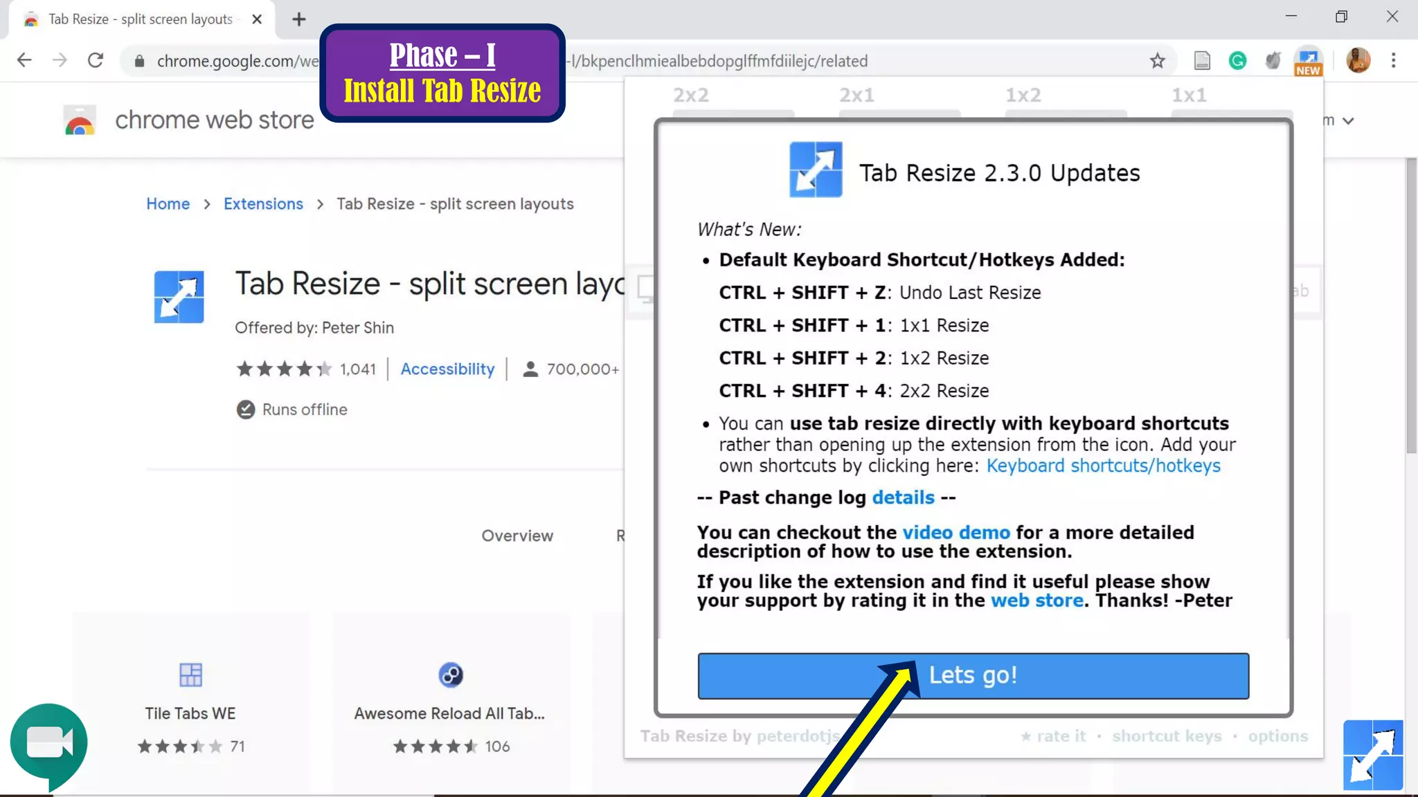 Phase – I
Install Tab Resize
 