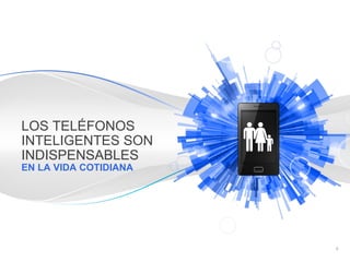 LOS TELÉFONOS
INTELIGENTES SON
INDISPENSABLES
EN LA VIDA COTIDIANA




                       Información confidencial y propiedad de Google   5
 