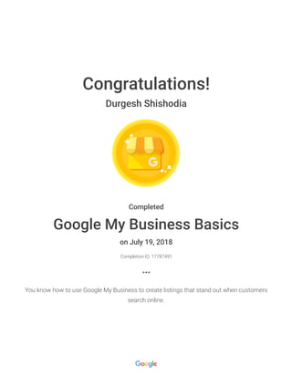 Google my business certification