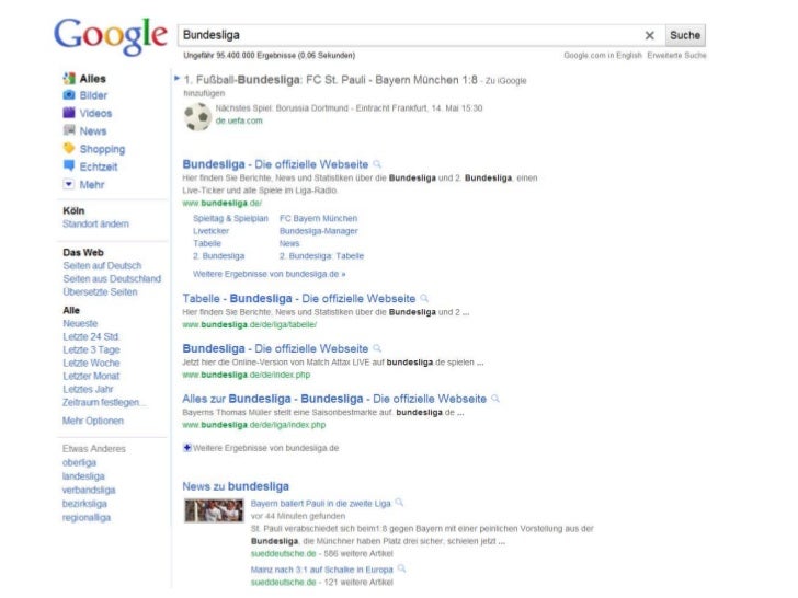 New Google Search Design 2011