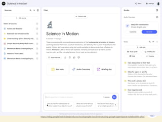 13
https://blog.google/intl/zh-tw/products/cloud/google-cloud-introducing-google-agentspace-notebooklm-plus/
 
