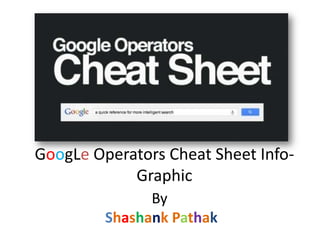 GoogLe Operators Cheat Sheet Info-
Graphic
By
Shashank Pathak
 