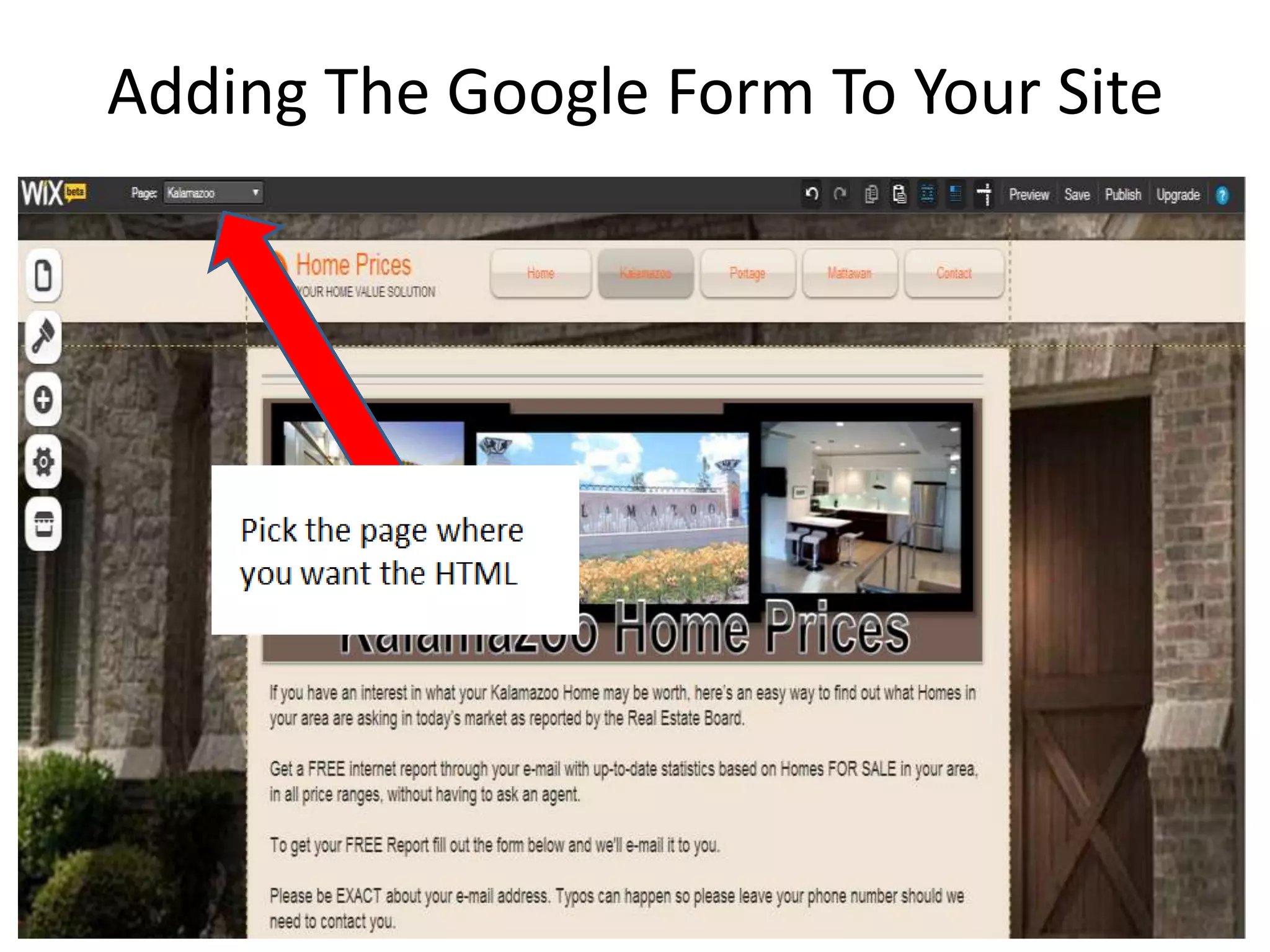 Adding The Google Form To Your Site
 