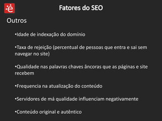 Presença da palavra foco chave na url da páginaFatores do SEOCódigo (HTML) Semântica nas tags