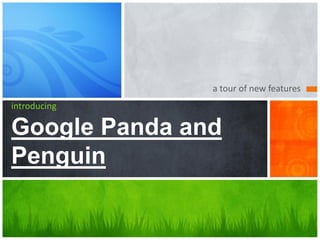 a tour of new features
introducing

Google Panda and
Penguin
 