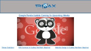 Trimax Solutions
Google Panda Update Coming In Upcoming Weeks
SEO Services in Sydney Northern Beaches Website Design in Sydney Northern Beaches
 