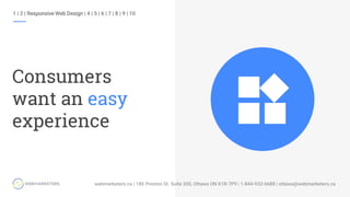 HEALTH CONSUMERS WANT AN EASY EXPERIENCE
Consumers
want an easy
experience
1 | 2 | Responsive Web Design | 4 | 5 | 6 | 7 | 8 | 9 | 10
 